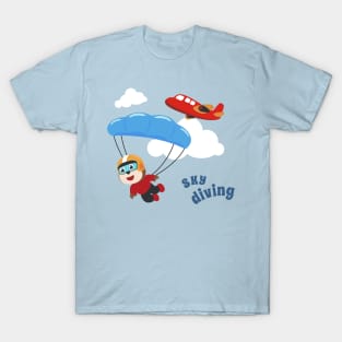 Vector illustration of a cute skydiver. T-Shirt
